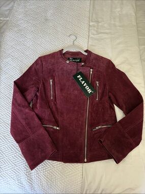 FLAVOR Wind Red Leather Jacket